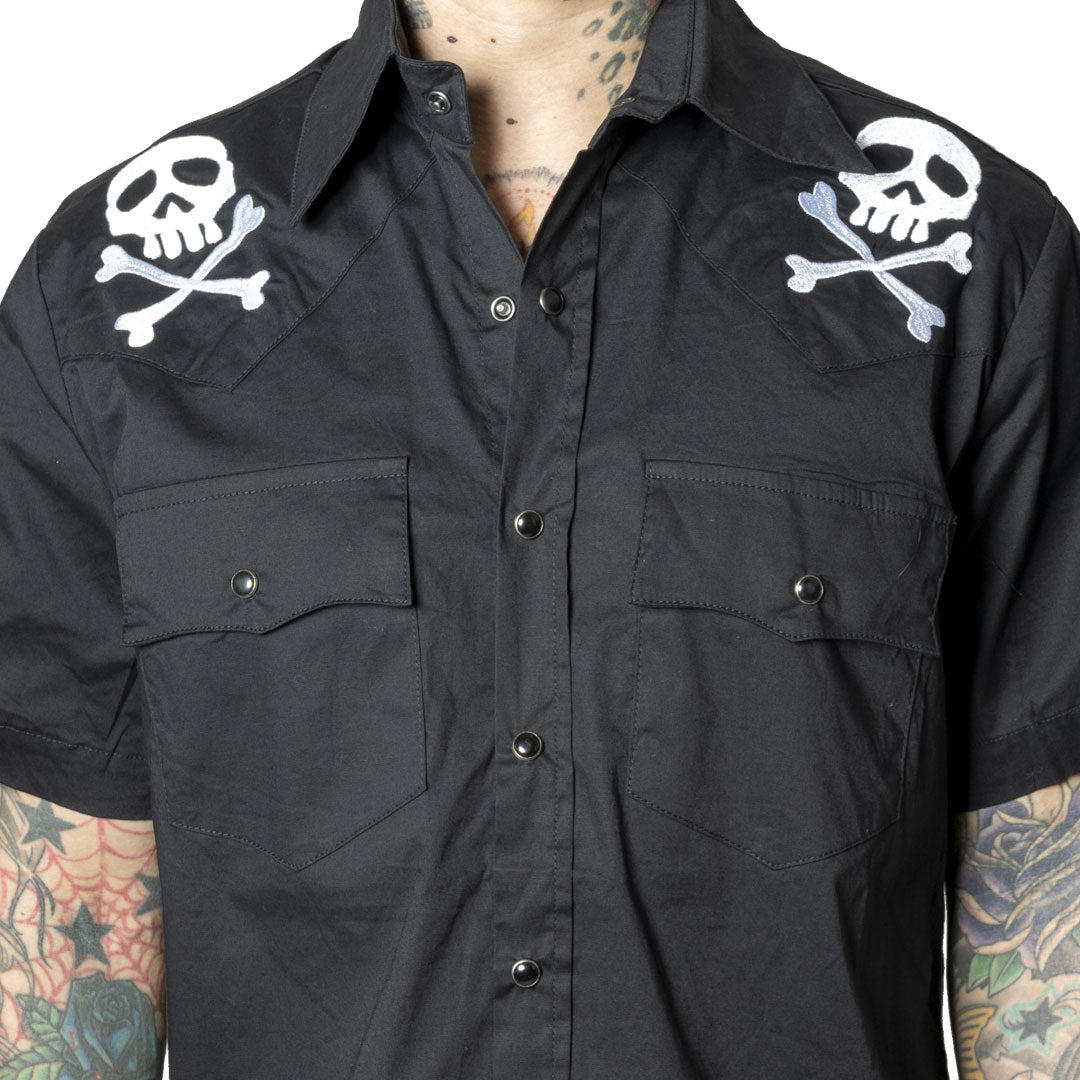 kreepsville 666 harlock skull xbones western shirt