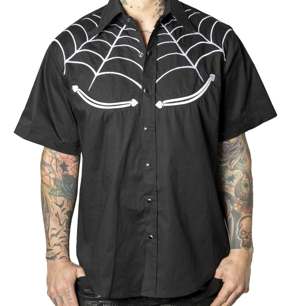 Spiderweb White Western Shirt - Kreepsville