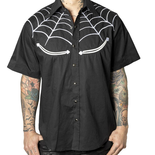 トップス NEIGHBORHOOD SPIDERWEB SHIRT Neighborhood Men's × Great Frog Spiderweb Vacation Shirt in
