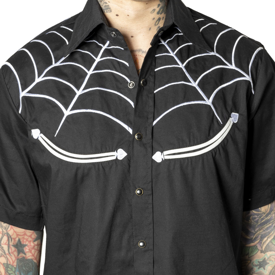 Spiderweb White Western Shirt - Kreepsville