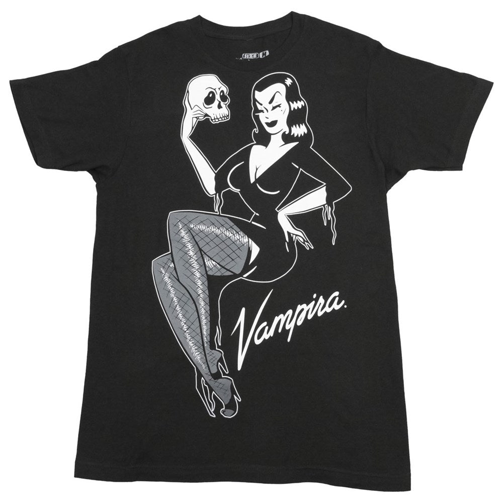 Vampira Jumbo Skull Pin-up T-shirt - Kreepsville