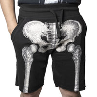 Thumbnail for Skeleton Bone Mens White Shorts - Kreepsville