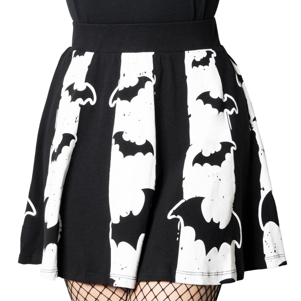 Bat Stripe White Skater Skirt - Kreepsville