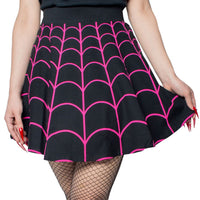 Thumbnail for Spiderweb Pink Skater Skirt - Kreepsville
