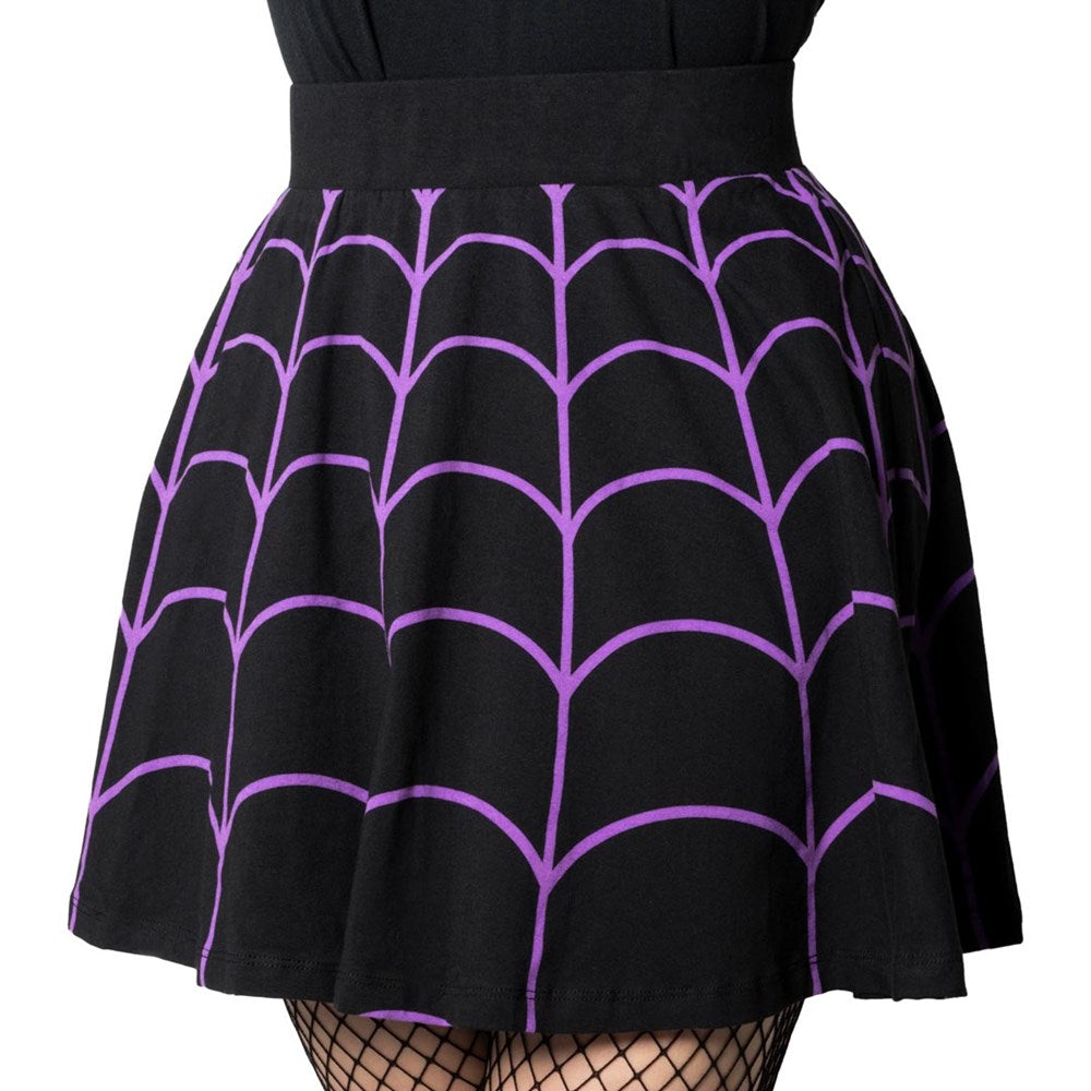 Spiderweb Purple Skater Skirt - Kreepsville