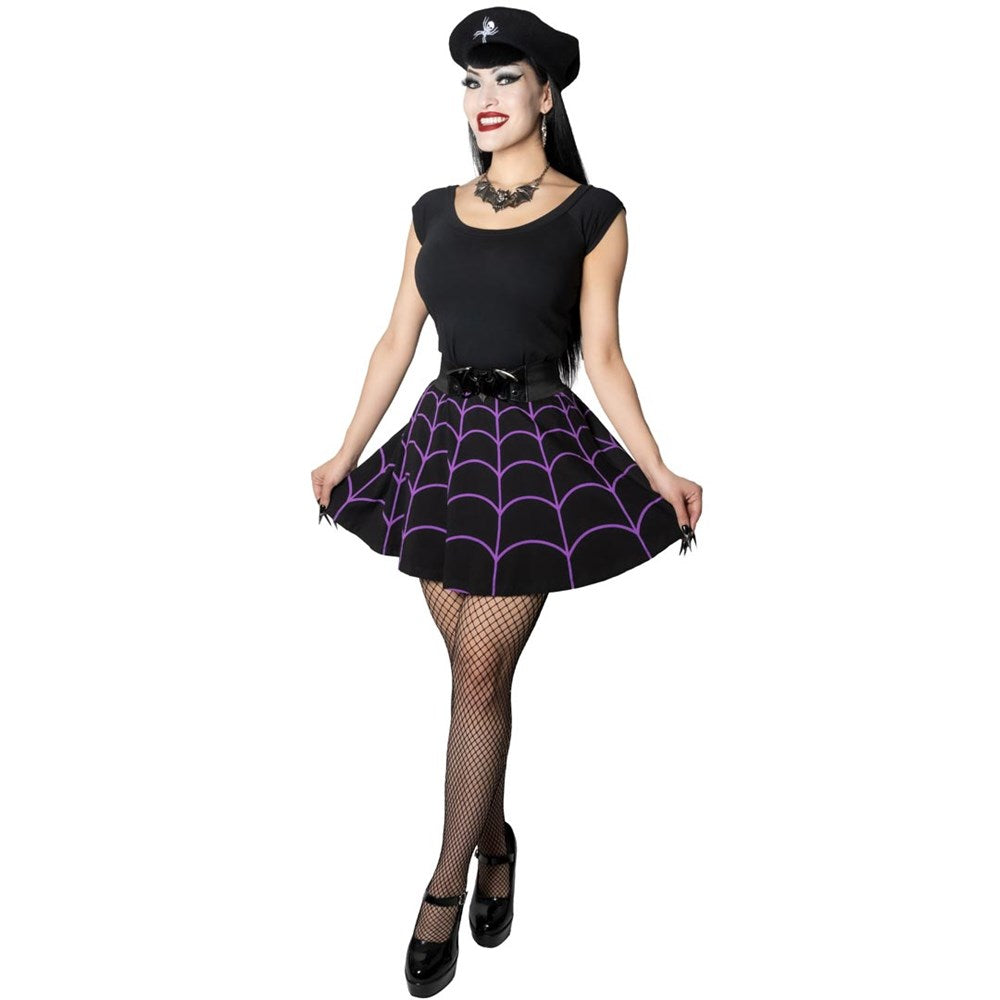 Spiderweb Purple Skater Skirt - Kreepsville