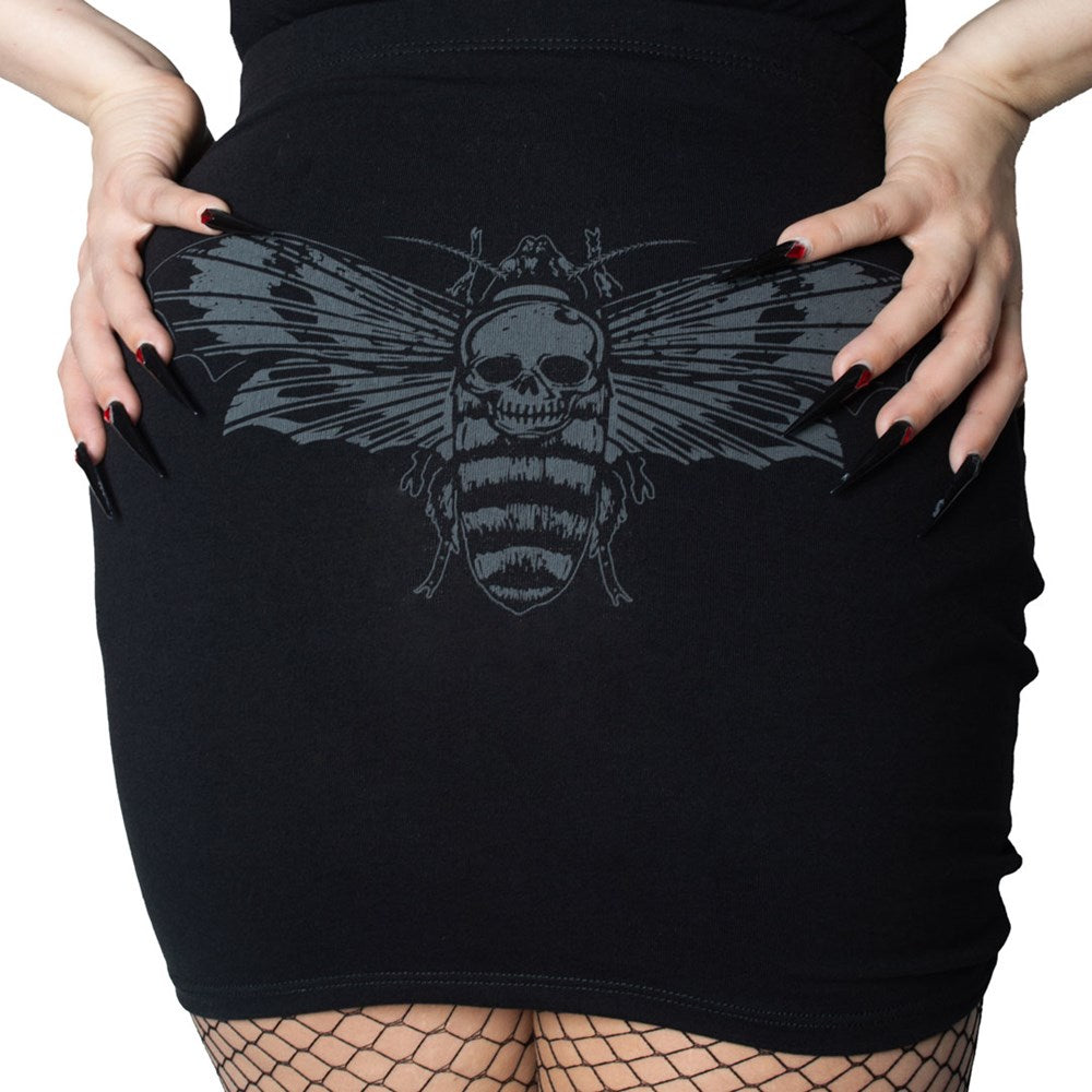 Death Moth Mini Skirt Grey - Kreepsville