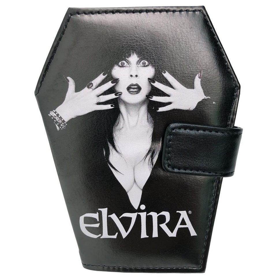 Kreepsville Elvira Mistress of Dark Kiss Lock Deluxe Coffin Crossbody  Handbag - Fearless Apparel
